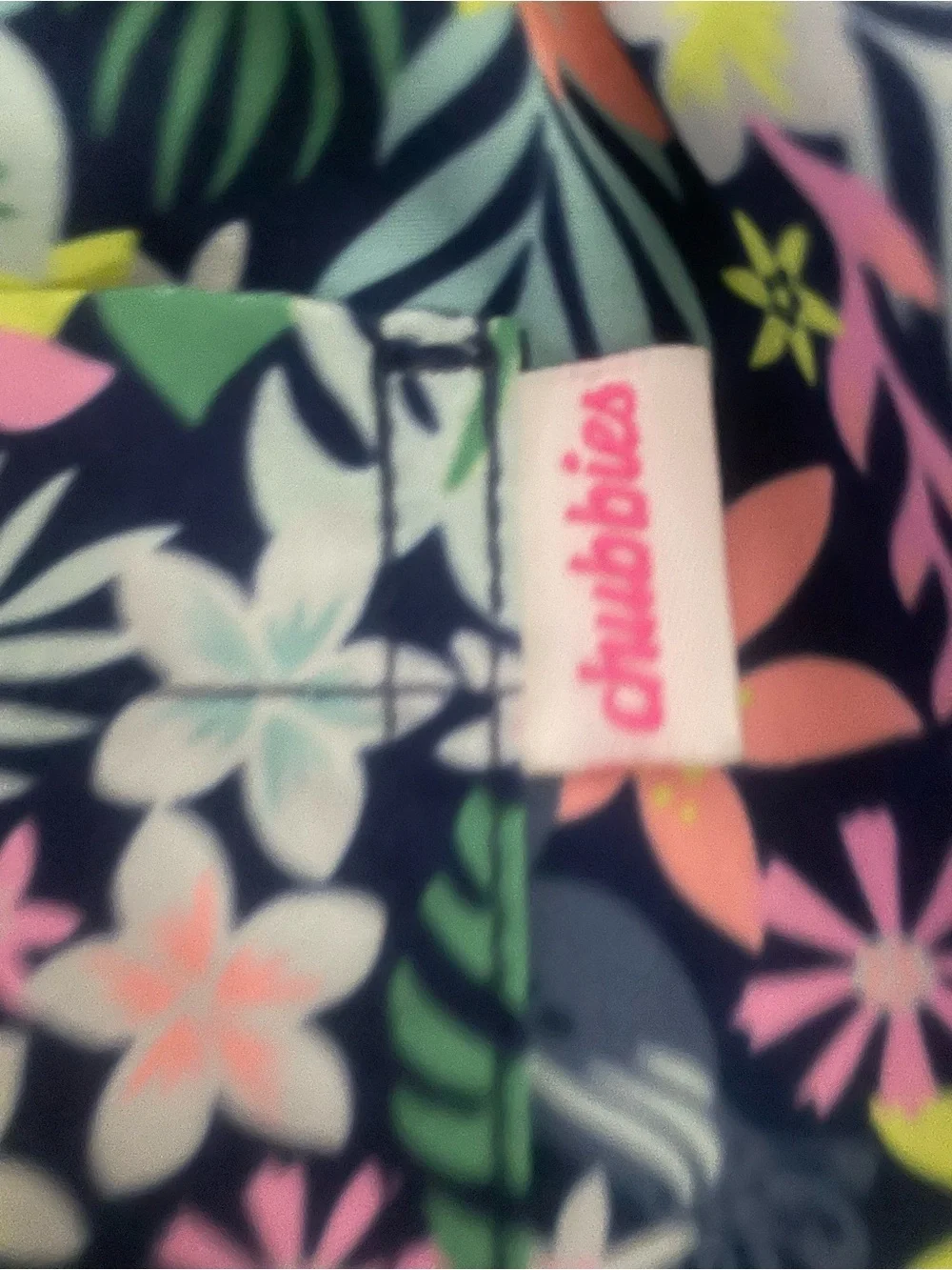 chubbies Black Tropical Floral Swim Trunks with Multicolor Print